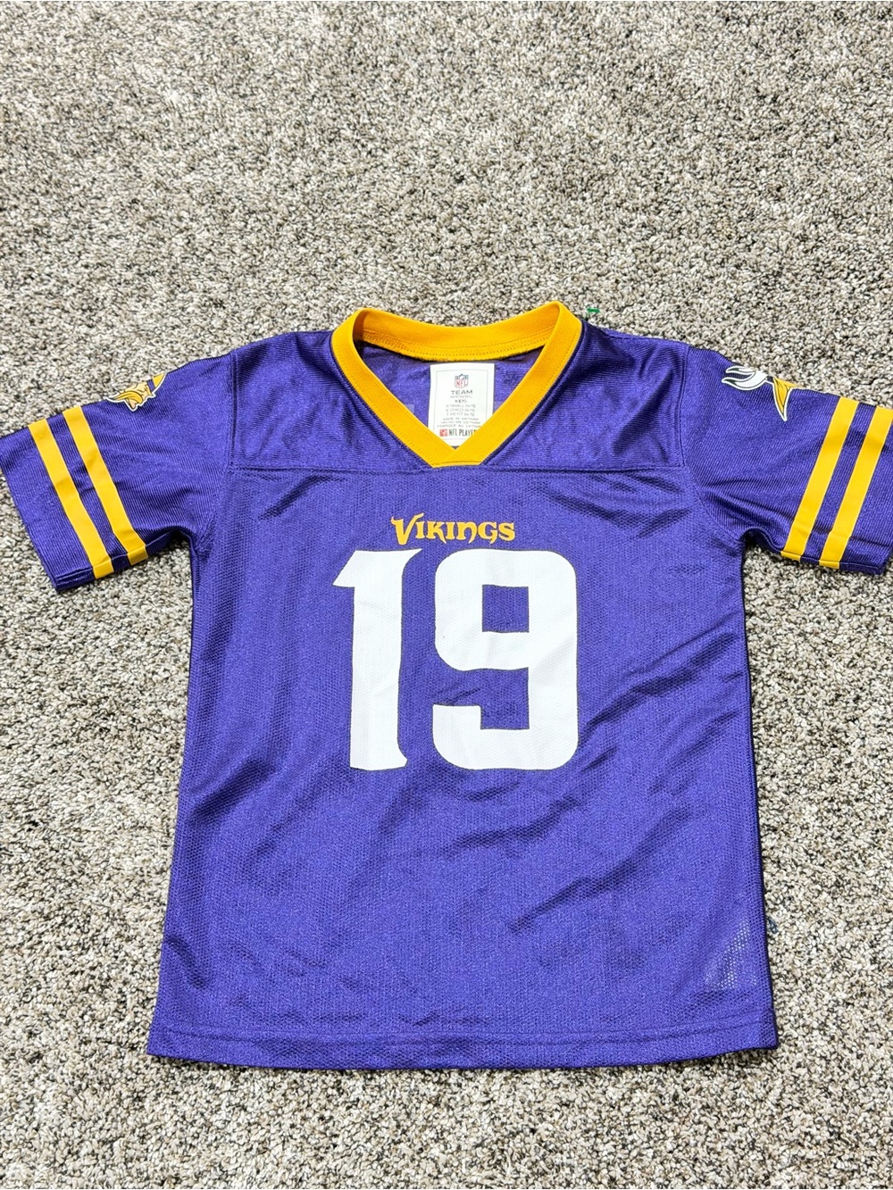 NFL Kids Purple and Gold #19 Vikings Jersey